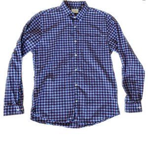 7Diamonds Blue Red (Red Moon) Plaid Button Shirt Size Large Casual